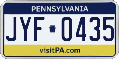 PA license plate JYF0435