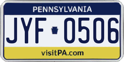 PA license plate JYF0506