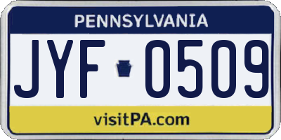 PA license plate JYF0509
