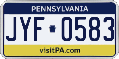 PA license plate JYF0583