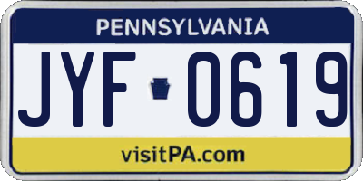 PA license plate JYF0619