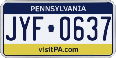 PA license plate JYF0637