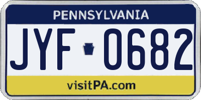 PA license plate JYF0682