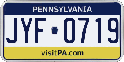 PA license plate JYF0719