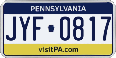 PA license plate JYF0817
