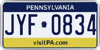 PA license plate JYF0834