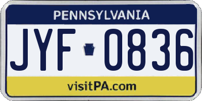 PA license plate JYF0836