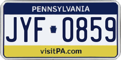PA license plate JYF0859