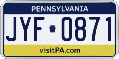 PA license plate JYF0871