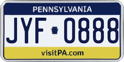 PA license plate JYF0888