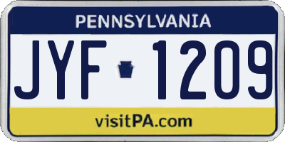 PA license plate JYF1209