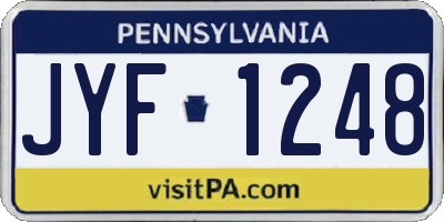 PA license plate JYF1248