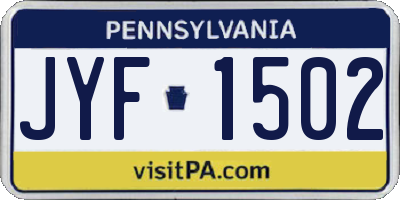 PA license plate JYF1502