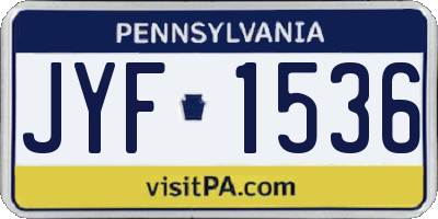 PA license plate JYF1536