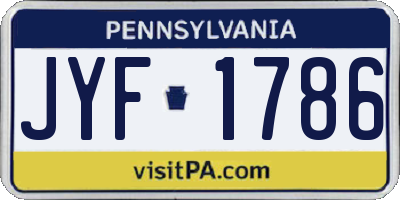 PA license plate JYF1786