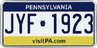 PA license plate JYF1923