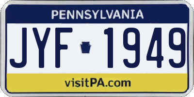 PA license plate JYF1949