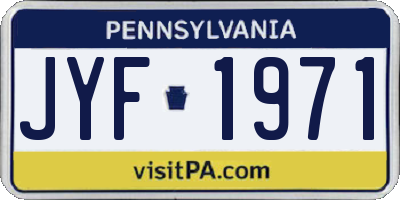 PA license plate JYF1971