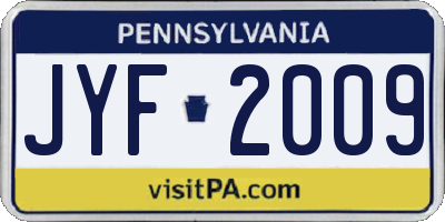 PA license plate JYF2009