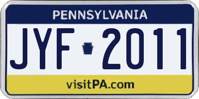 PA license plate JYF2011