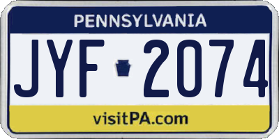 PA license plate JYF2074