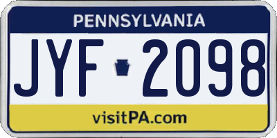 PA license plate JYF2098