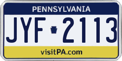 PA license plate JYF2113