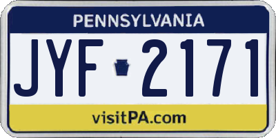 PA license plate JYF2171