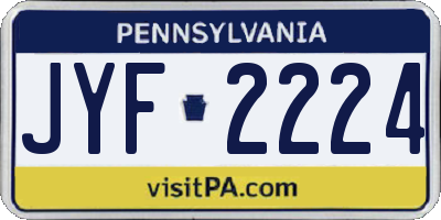 PA license plate JYF2224