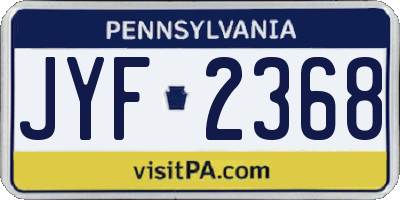 PA license plate JYF2368