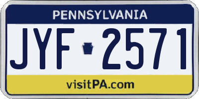 PA license plate JYF2571