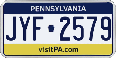 PA license plate JYF2579
