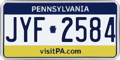 PA license plate JYF2584