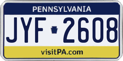 PA license plate JYF2608