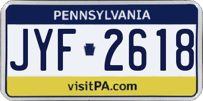 PA license plate JYF2618