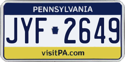 PA license plate JYF2649