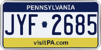 PA license plate JYF2685