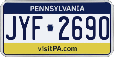 PA license plate JYF2690