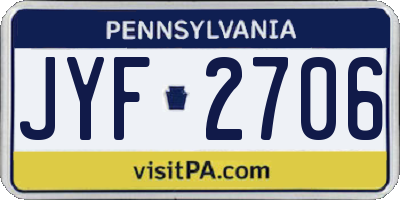 PA license plate JYF2706