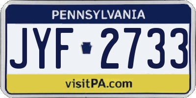 PA license plate JYF2733
