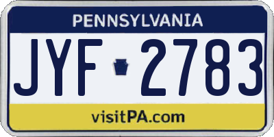 PA license plate JYF2783