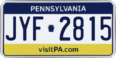 PA license plate JYF2815