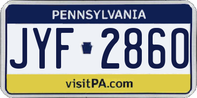 PA license plate JYF2860