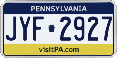 PA license plate JYF2927