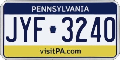 PA license plate JYF3240