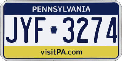 PA license plate JYF3274