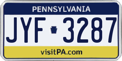 PA license plate JYF3287