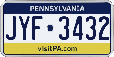 PA license plate JYF3432