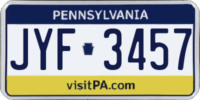 PA license plate JYF3457