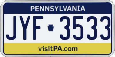 PA license plate JYF3533